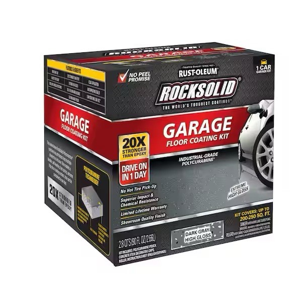 New Rust-Oleum RockSolid 1 Car Garage Floor Kit 90 oz. DARK Gray Polycuramine