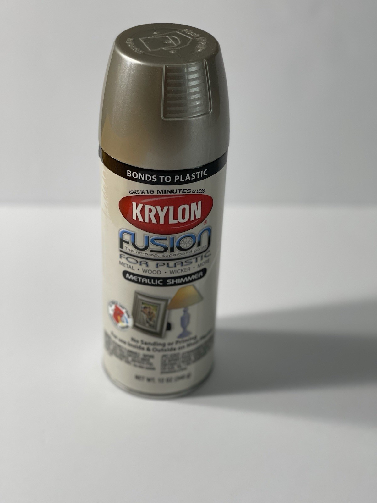 Krylon 2338 Nickel Metallic Shimmer Fusion Spray Paint for Plastic Wood 12oz