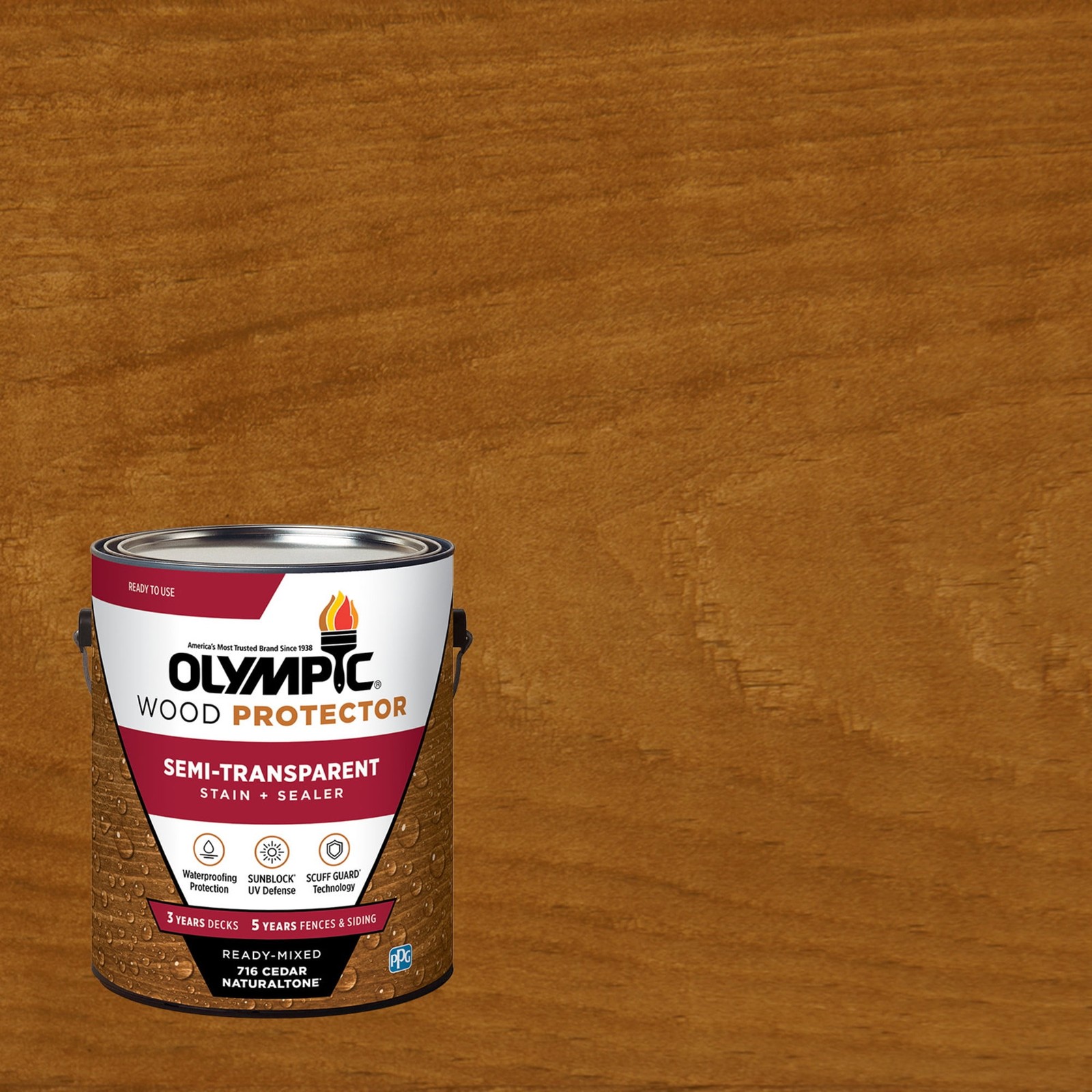 Wood Protector Cedar Semi-Transparent Exterior Wood Stain and Sealer, 1 Gallon