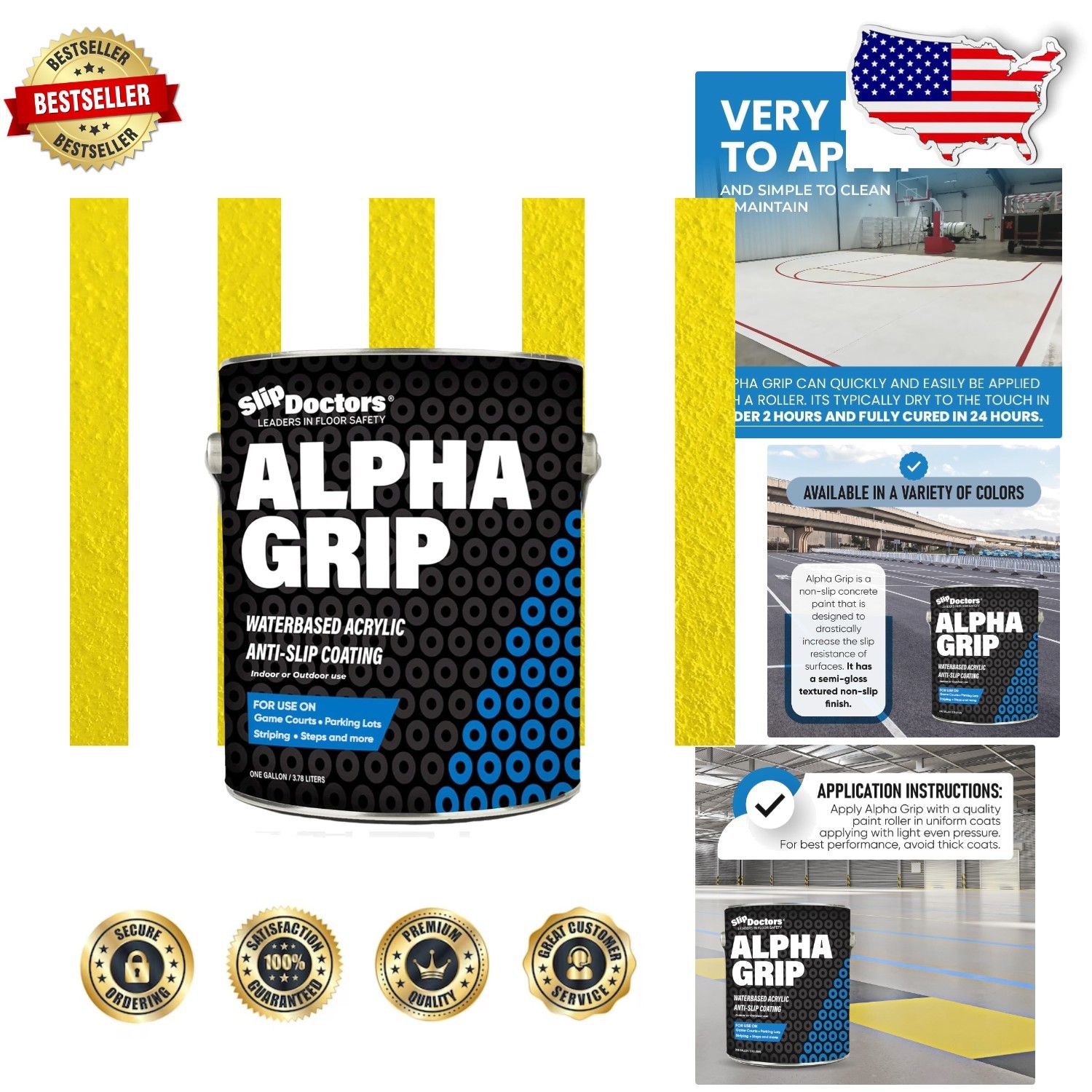 Yellow Alpha Grip Non-Slip Concrete Paint 1 Gal – Durable Textured Anti-Skid