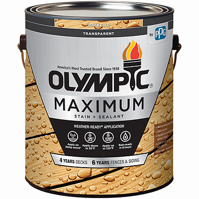Olympic 56502A/01 Maximum Stain & Sealant in One, Transparent, Honey Gold Tone,