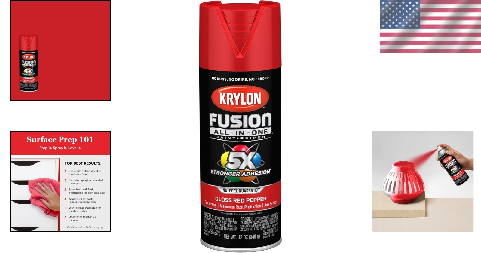Fast Drying Fusion Adhesive Spray Paint for Indoor/Outdoor, 12 oz Red Pepper
