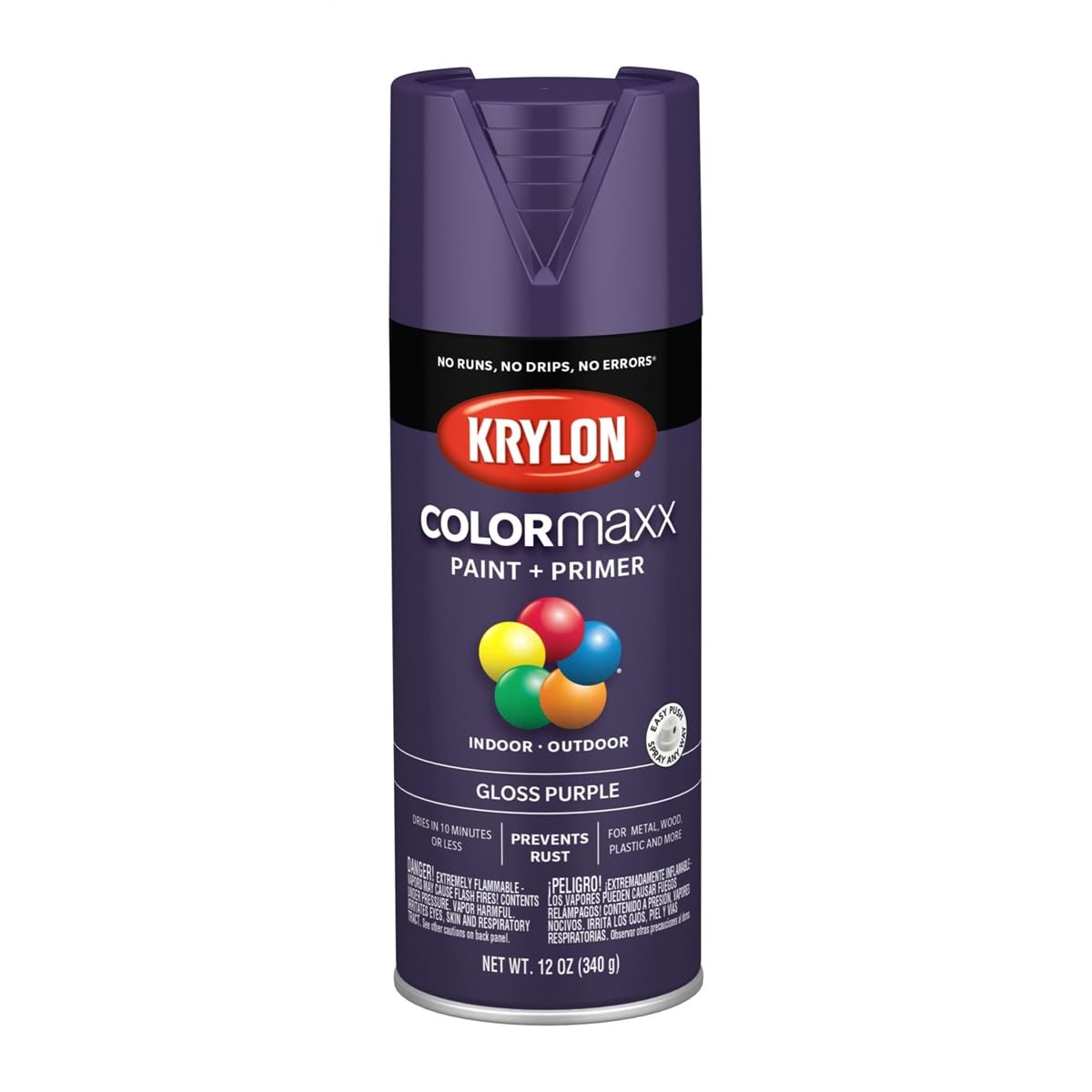 Krylon Colormaxx 12oz Gloss Spray Paint and Primer for Indoor Outdoor Use Purple