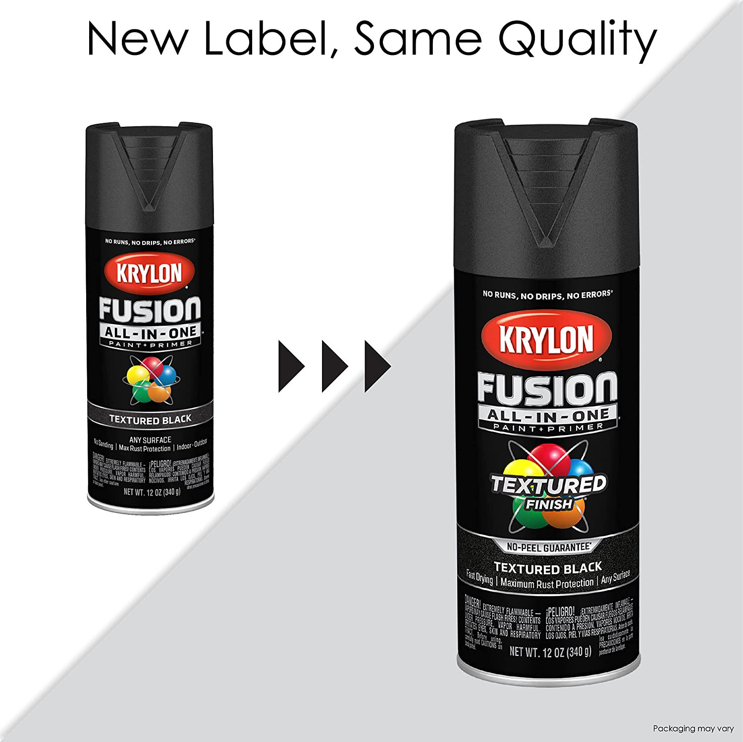Krylon Fusion All-In-One Adhesive Spray Paint for Indoor/Outdoor Use 12 Oz Black