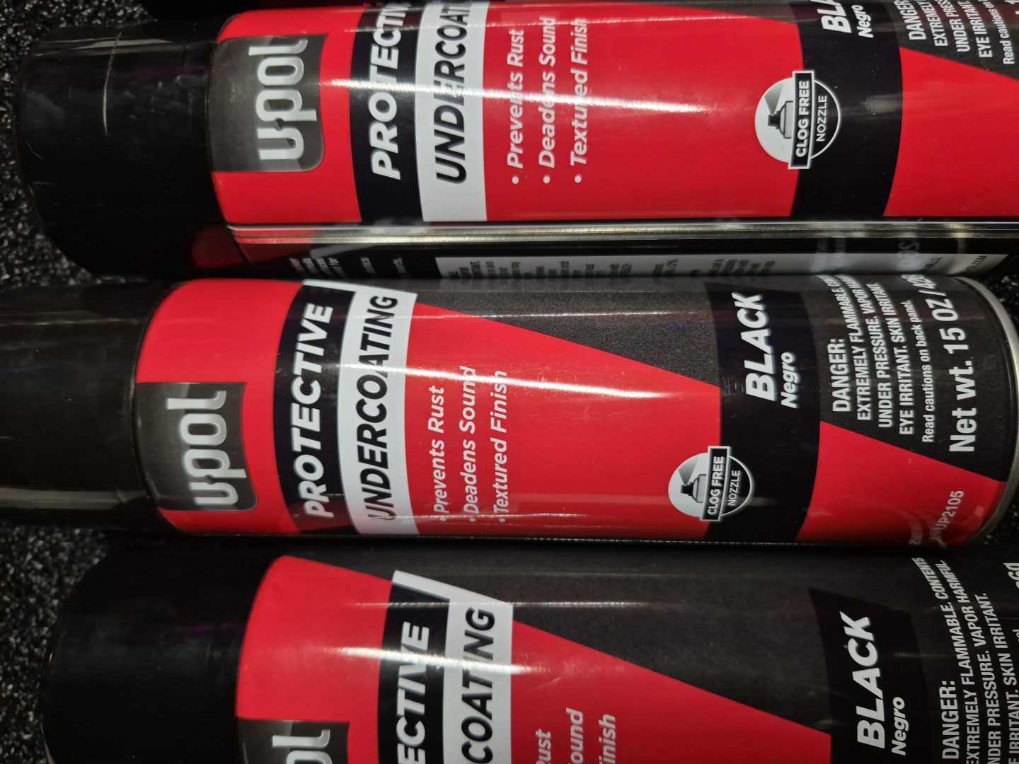 6 Pack Upol Protective Rubberized Undercoating 15 Oz Black (SP27)