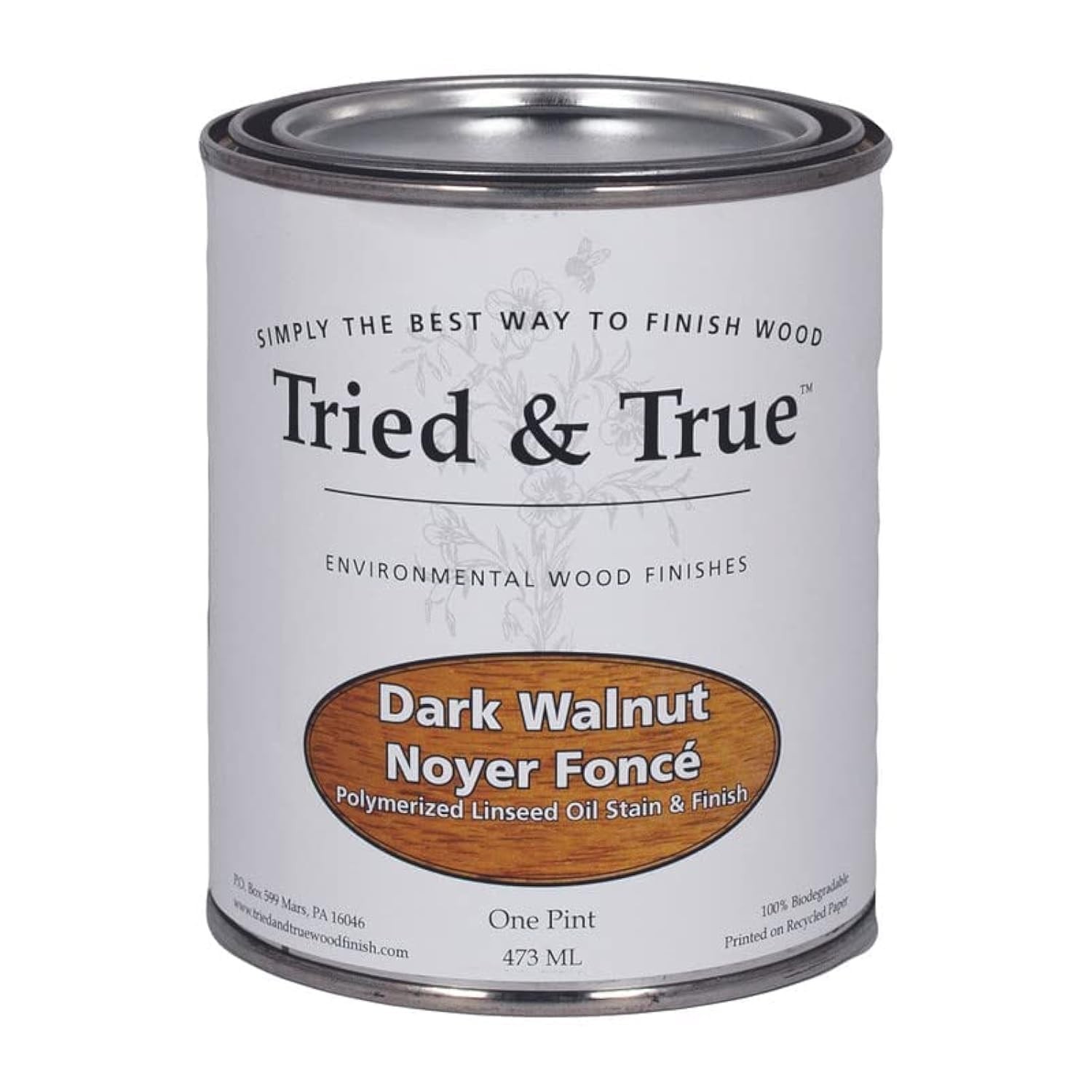 Dark Walnut Stain & Finish, Pint – Linseed Oil for Furniture & Home Projects
