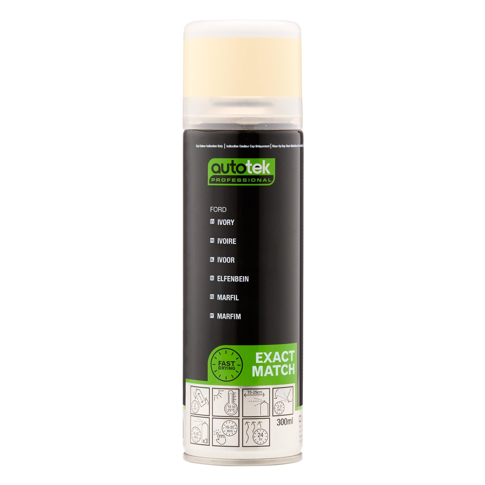 Professional Exact Match Car Spray Paint, Ford Ivory Aerosol Spray, 300 ml