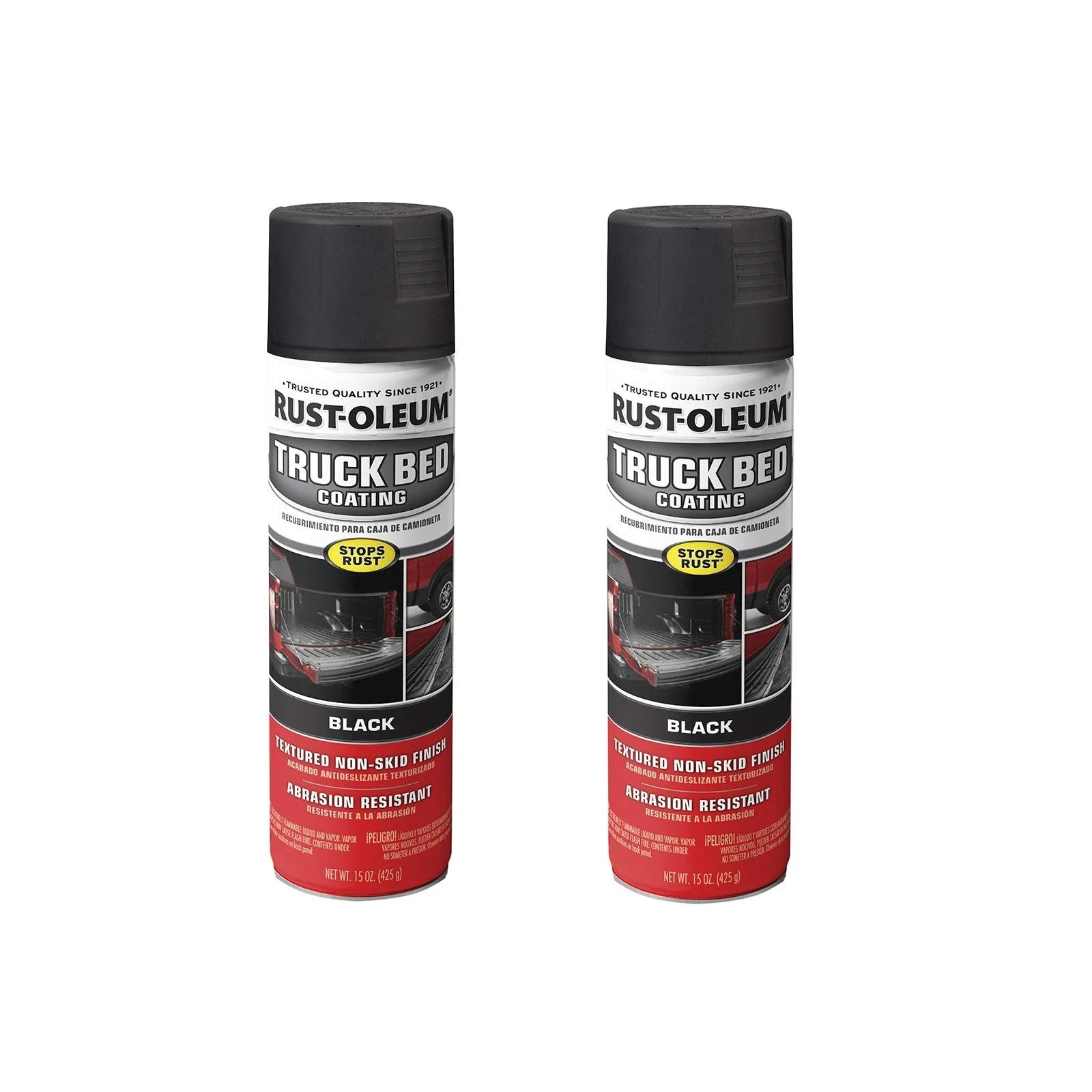 Rust-Oleum 248914-2PK Truck Bed Coating Spray Paint, 15 oz, Black, 2 Pack