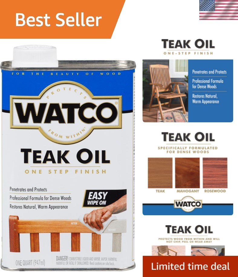 Teak Oil Wood Finish, Quart, Clear