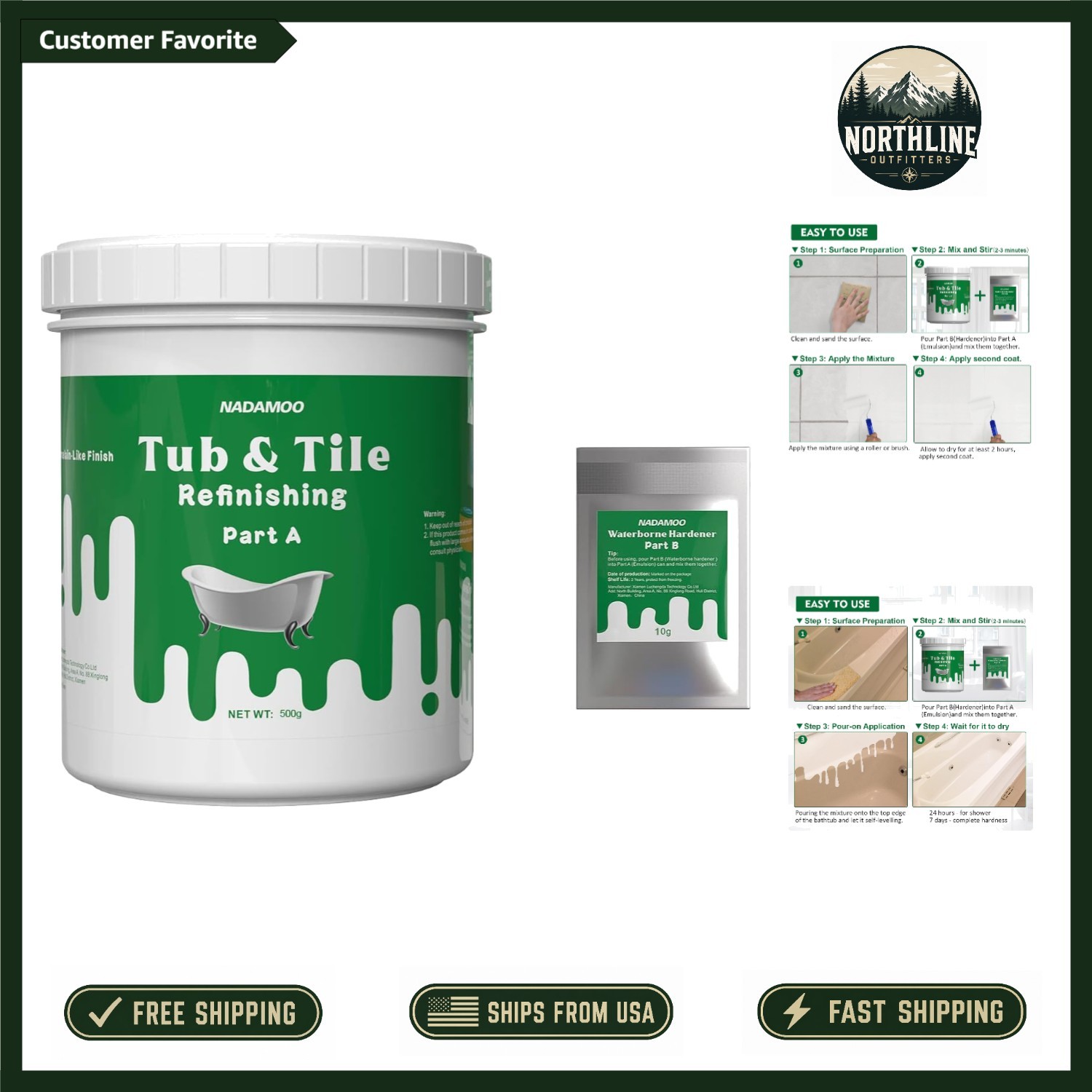 DIY Tub and Tile Refinishing Kit – White, Durable Matte Finish, Water Resistant