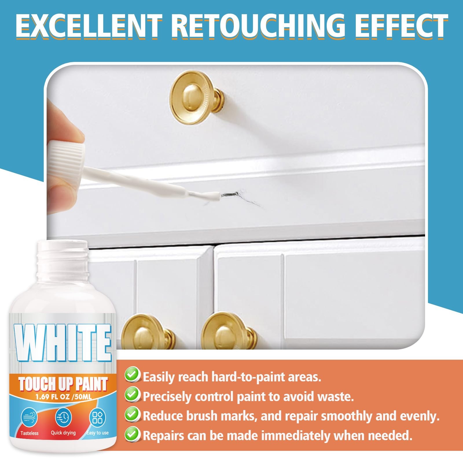 White Touch Up Paint Pen, Multi Surface White Paint for Wall, Door, Cabinets,…