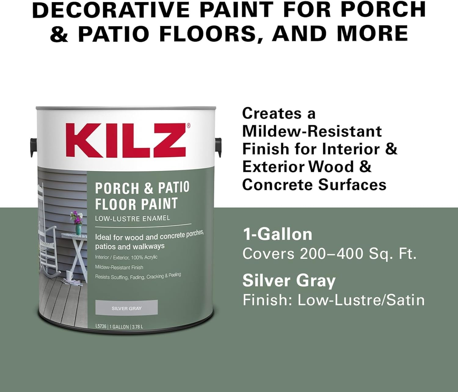Acrylic Porch & Patio Paint – Interior/Exterior – 1 Gallon