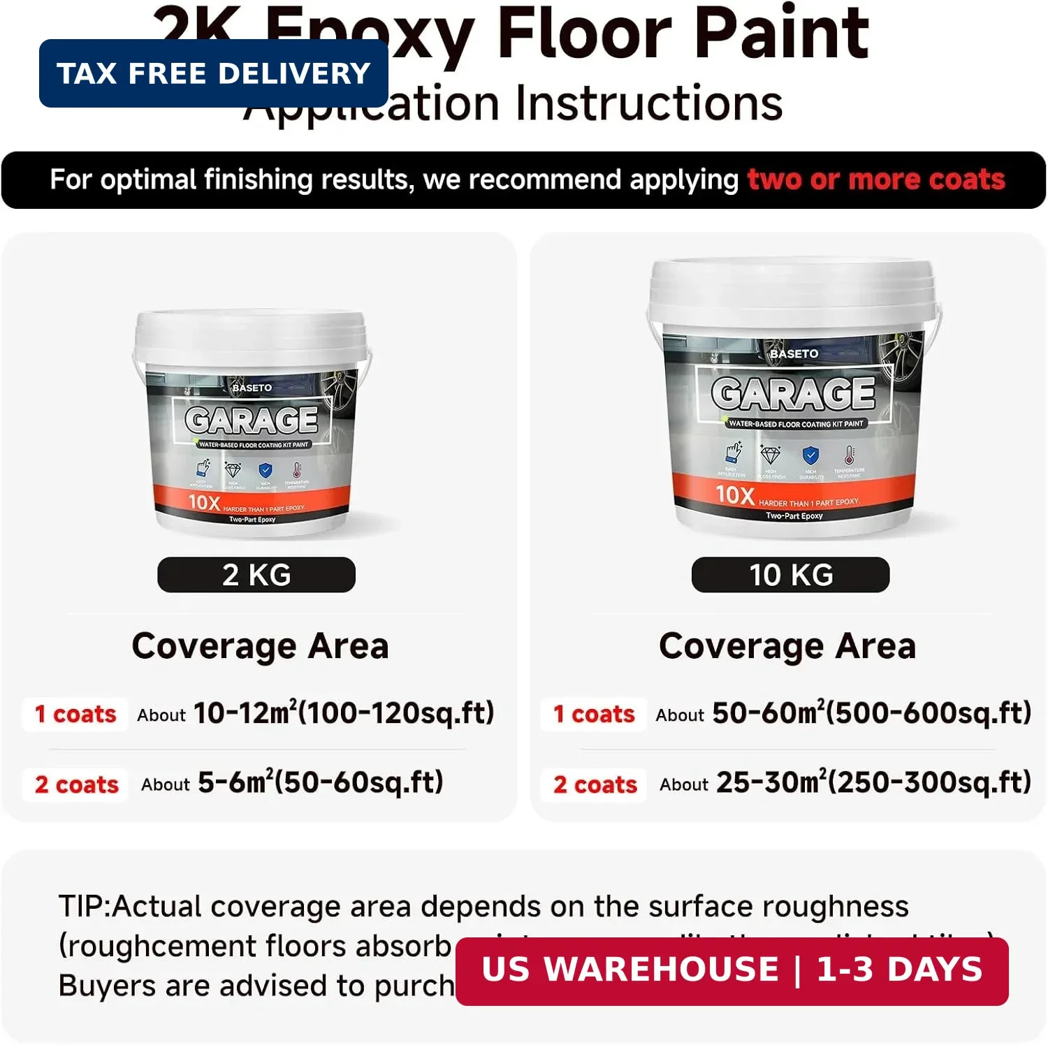 Garage Floor Epoxy Kit, 2K Epoxy Floor Paint with Tools, Epoxy Coating for Concr