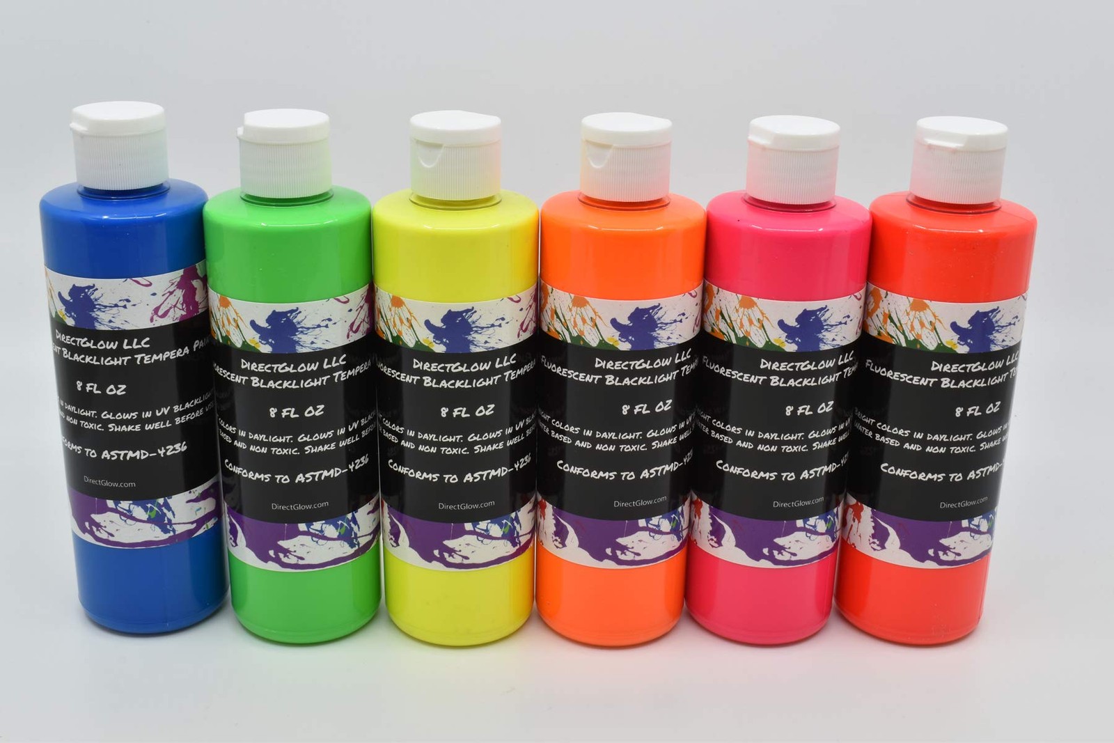 DirectGlow UV Blacklight Reactive Fluorescent Tempera Party Paint (6 Color As…