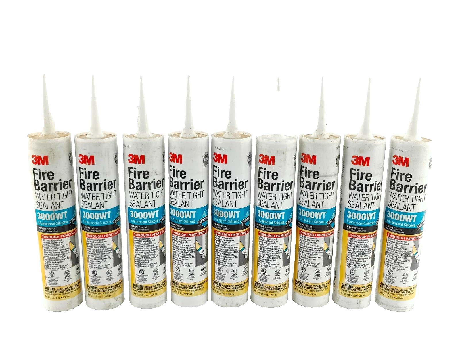 LOT OF 9 NEW 3M 3000 WT Firestop Sealant Gray Paste 10.1 fl oz Cartridge