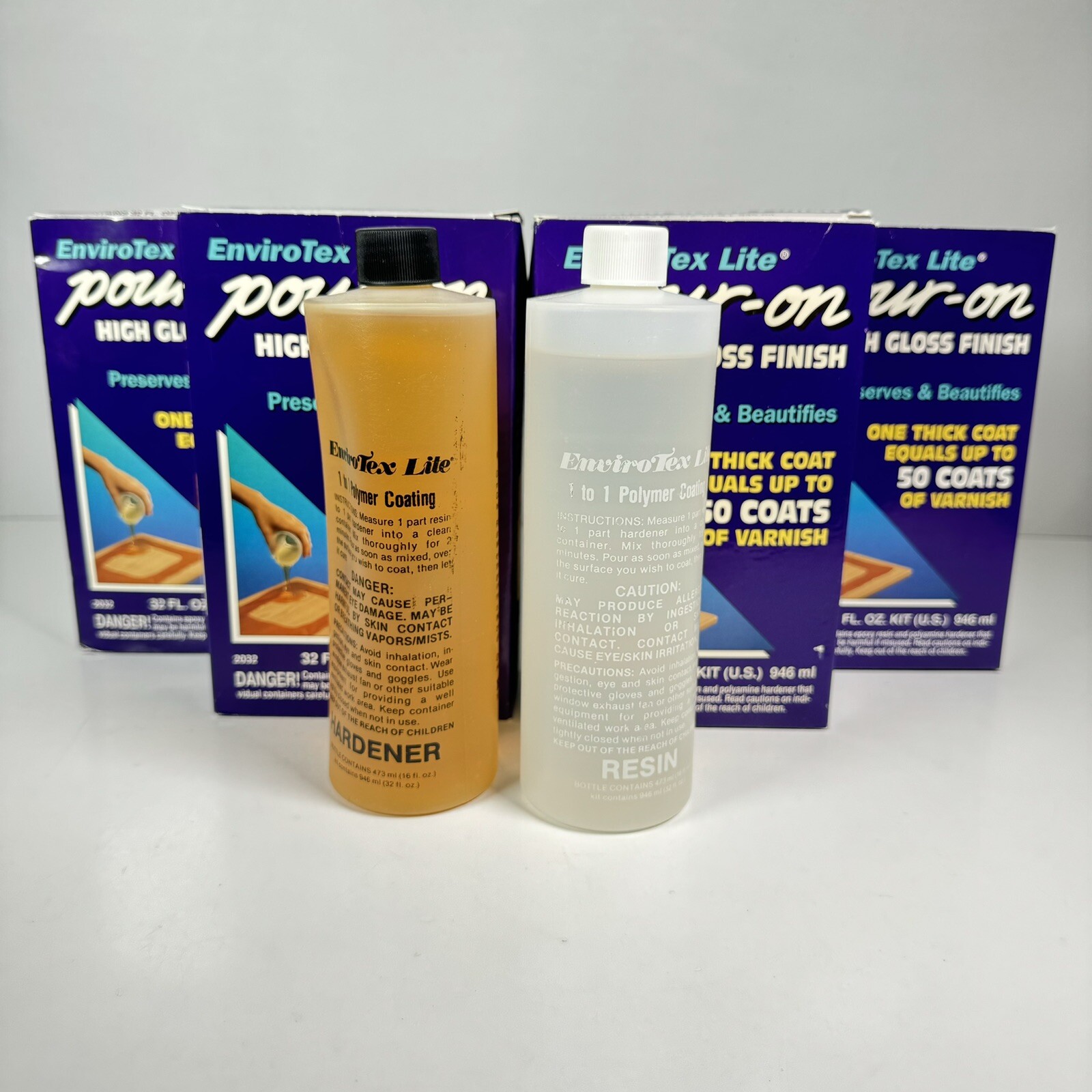 EnviroTex Lite Pour-On High Gloss Finish 32 Fl Oz Lot Of 4 Boxes