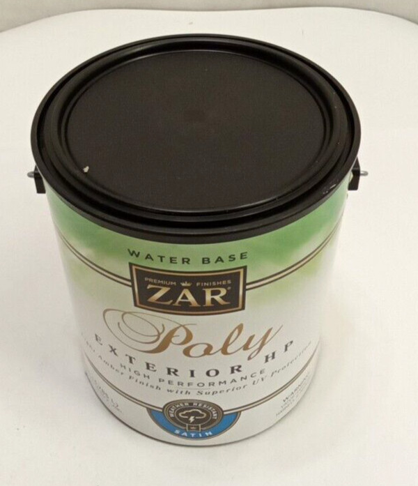 Zar 32713 Water Base Polyurethane Exterior HP Light Amber Satin Finish 1 Gallon