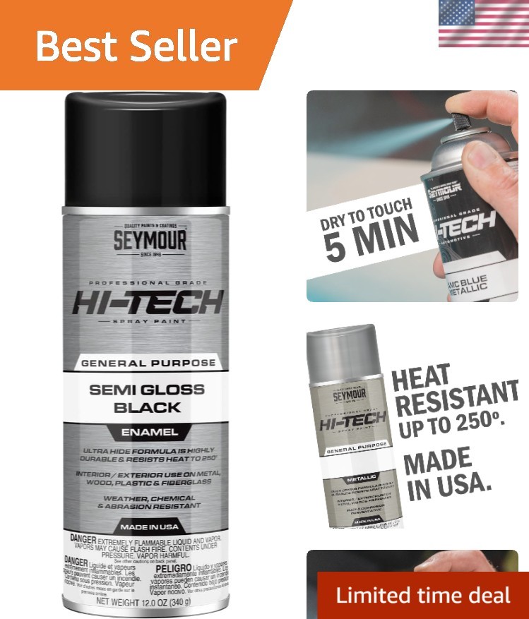 Hi-Tech Enamels Spray Paint, Semi-Gloss Black 12 Ounce Pack of 1