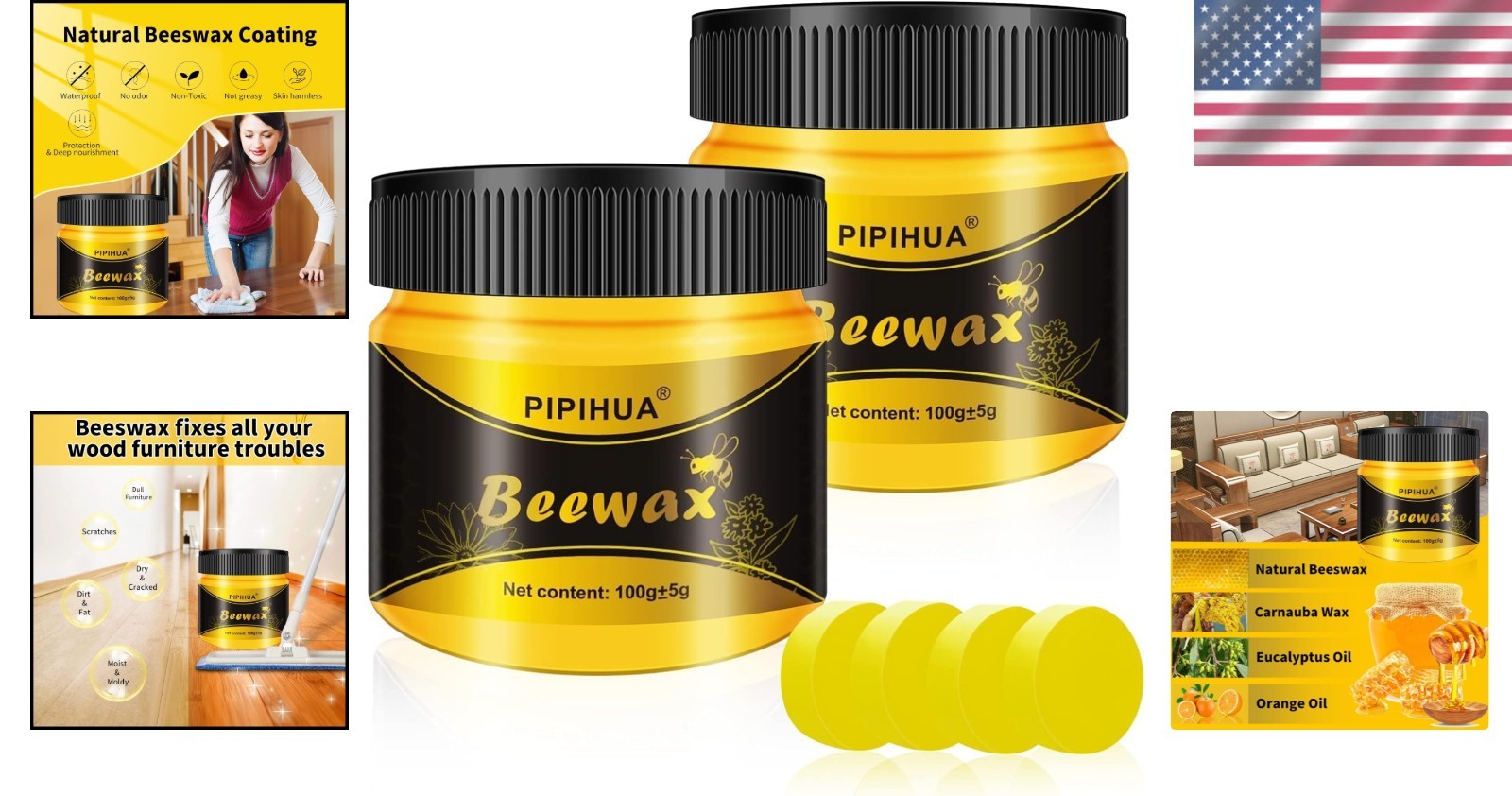 Eco-Friendly Beeswax Wood Conditioner & Polish – Restores & Protects Furniture