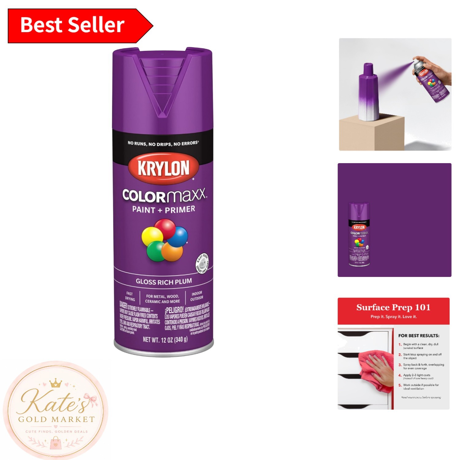 Acrylic Gloss Spray Paint & Primer, Rich Plum – Perfect for Indoor & Outdoor Use