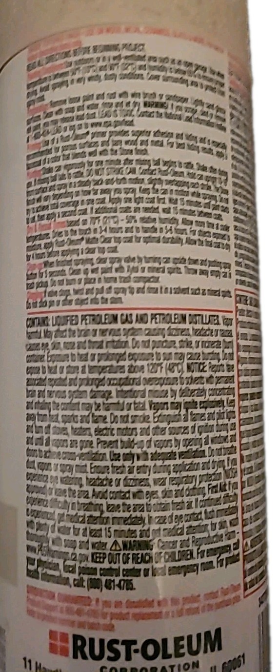 Rust-Oleum 342730 Specialty Paint, Flat/Matte, Bleached Stone, 12 oz, Aerosol Ca