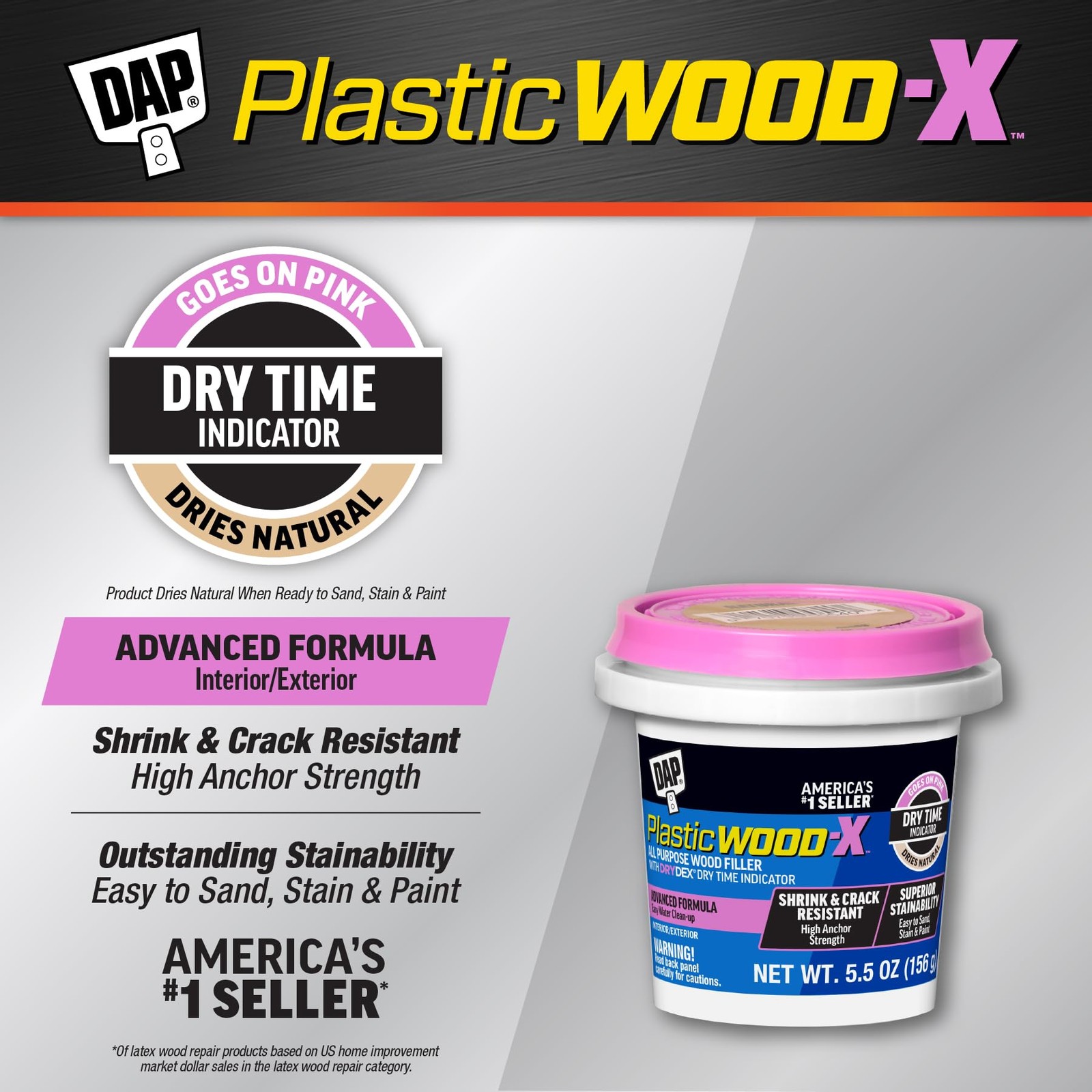 DAP Plastic Wood-X with DryDex Wood Filler, Natural, 5.5 Oz oz, Natural