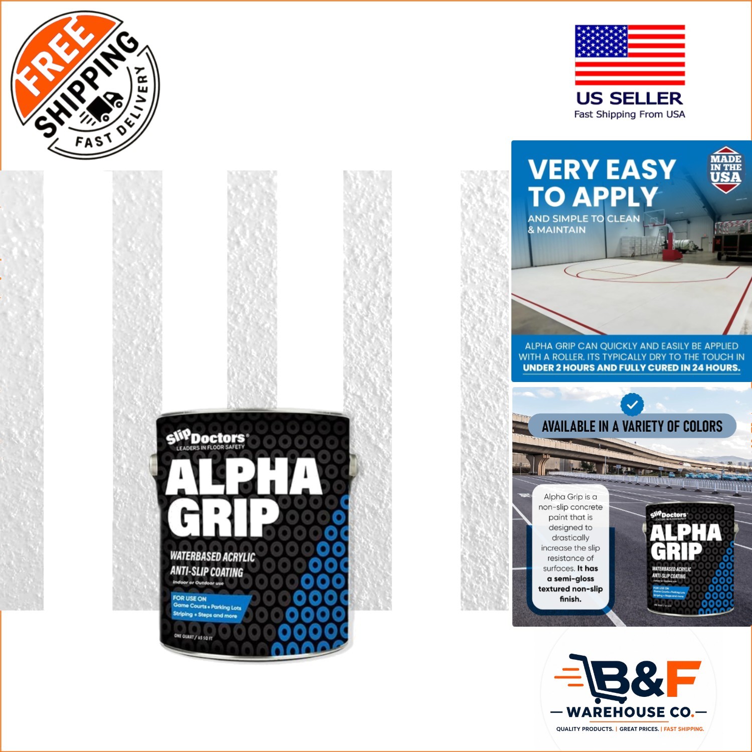 Durable Alpha Grip Non-Skid Concrete Paint – Safe & Textured White Coating Quart