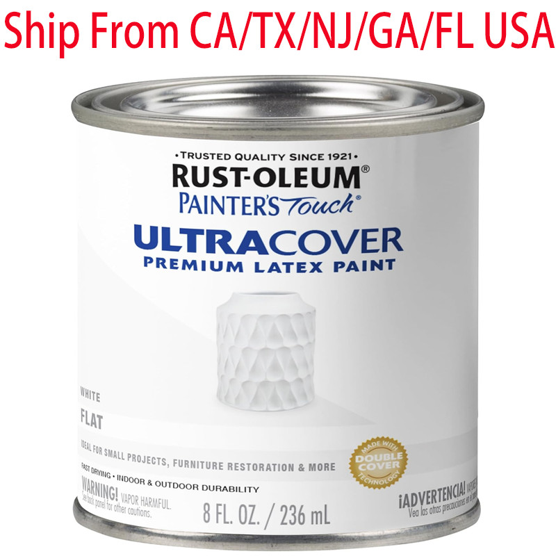Rust-Oleum Painter’s Touch Latex Flat White – Interior & Exterior Brush-On Paint