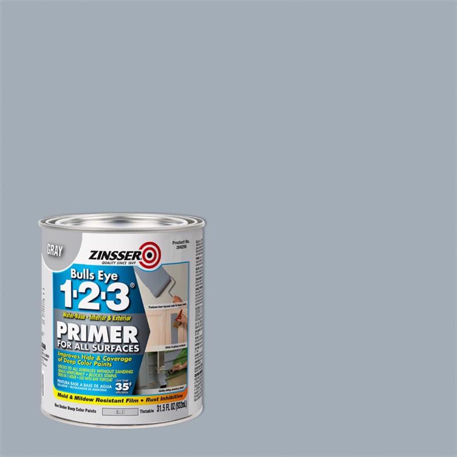 Zinsser 286258 Indoor/Outdoor Gray Water-Based Acrylic Copolymer Primer 1 qt.