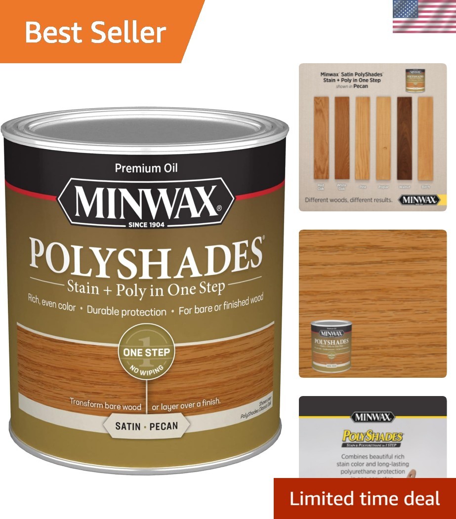 PolyShades Wood Stain + Polyurethane Finish – Quart, Pecan, Satin, Brown