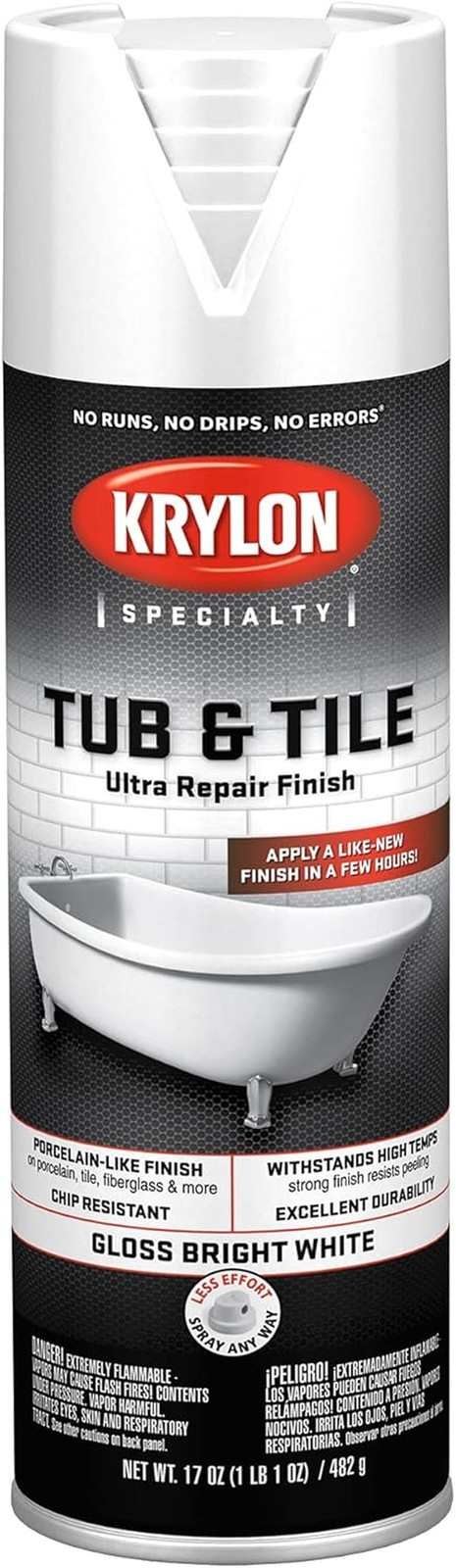 Tub & Tile Ultra Repair Finish, Gloss, White, 17 Oz, K04502007