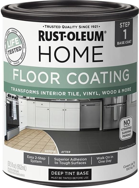 Rust-Oleum HOME Floor Coating, Deep Tint Base, Matte, Quart – 358877