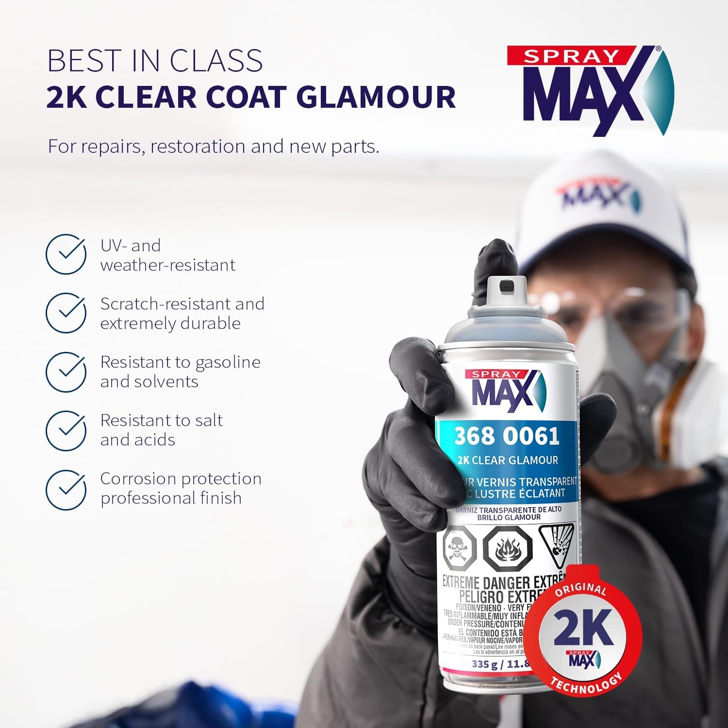 SprayMax 2K Clear Coat Spray Paint | High Gloss Automotive Clear Coat 16oz