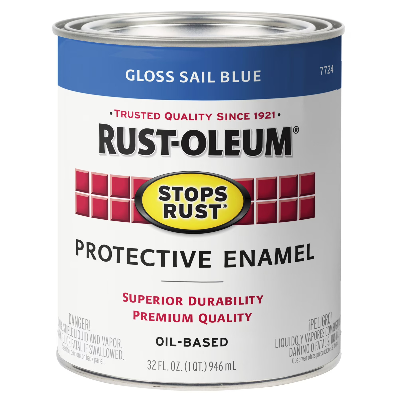 2 Pack, Sail Blue, Rust-Oleum Stops Rust Gloss Protective Enamel, Quart, 7724502