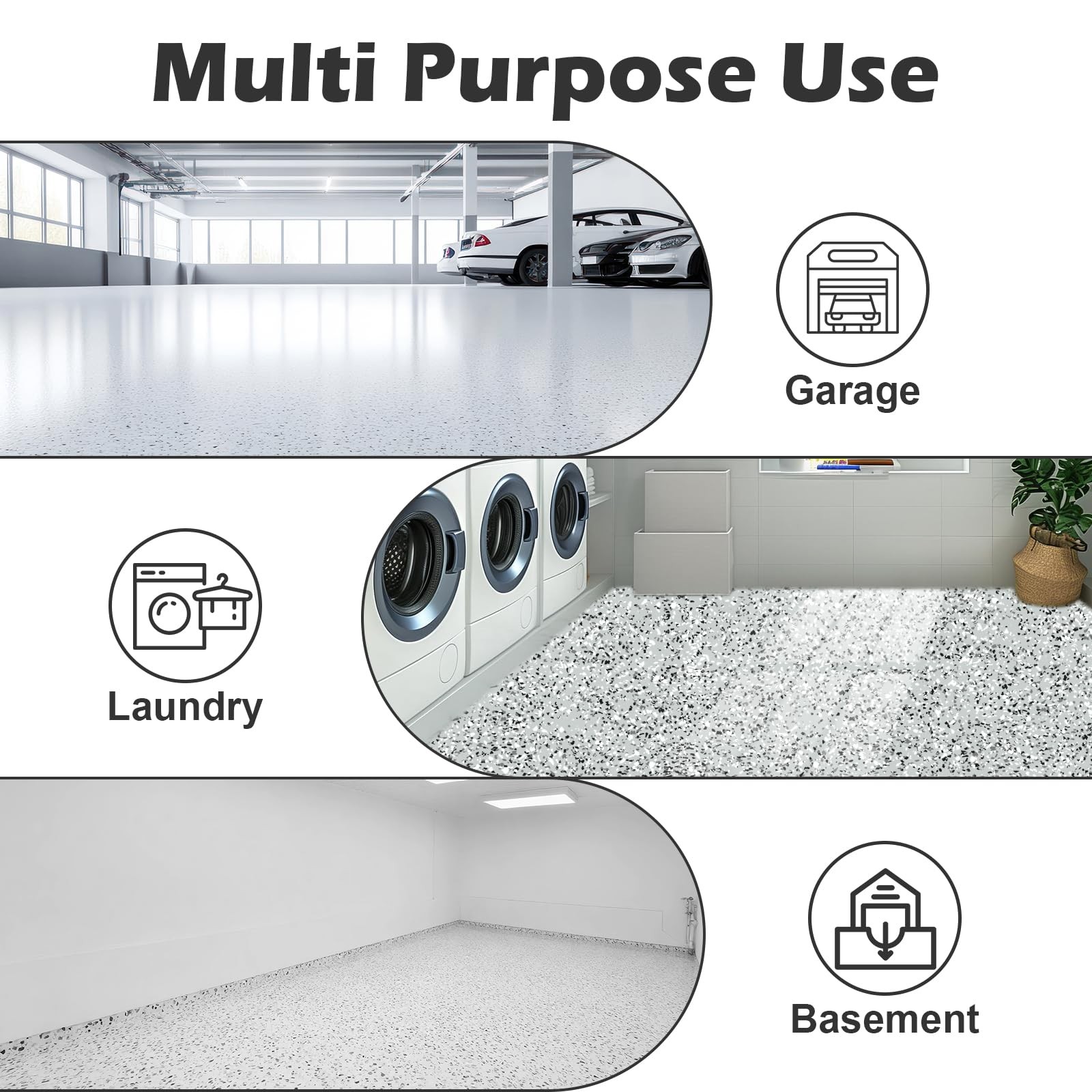 12.4lbs / 5.6 kg Epoxy Floor Flakes Black Gray White 3-5mm Blend Decorative C…