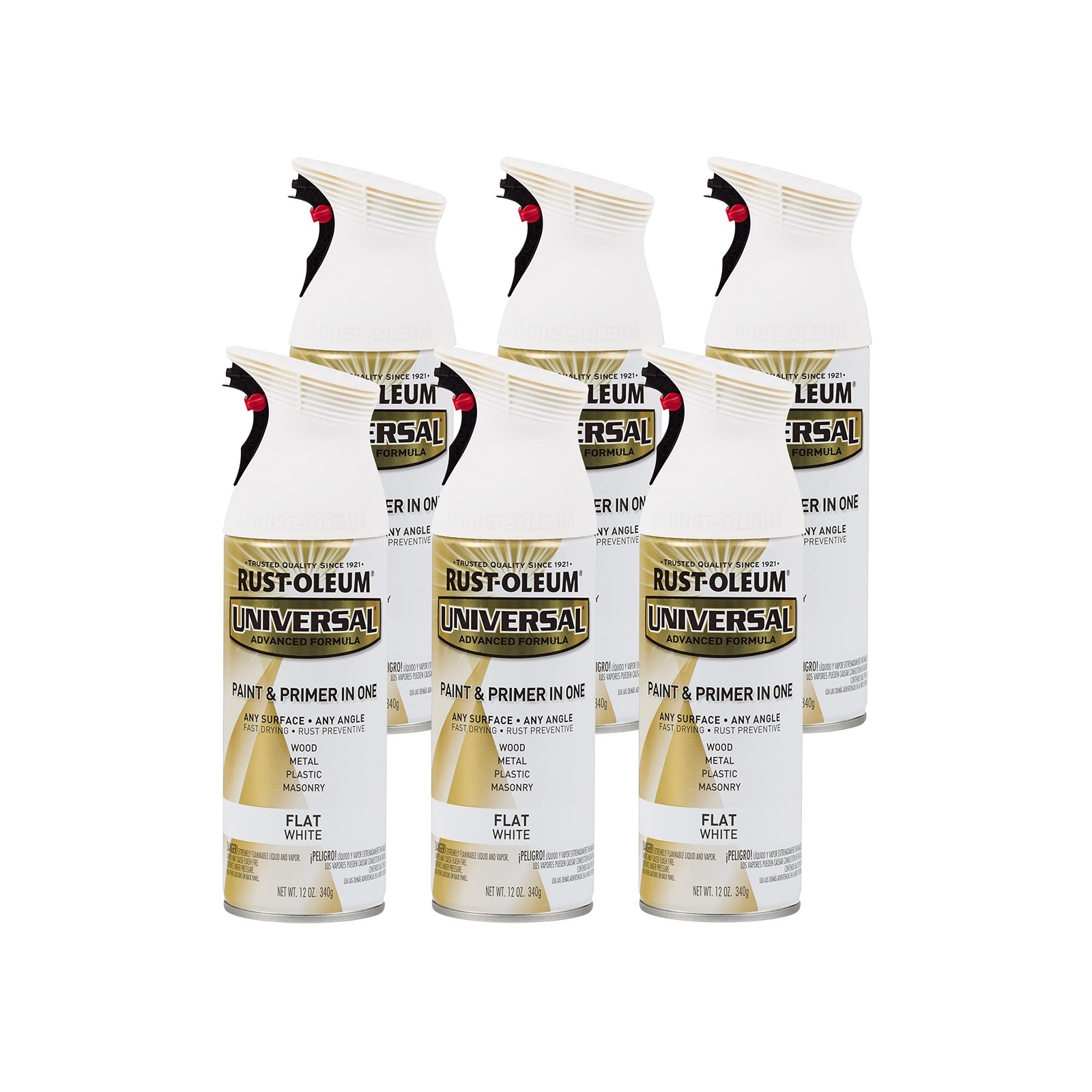 Rust Oleum Universal 12 Ounce White Paint Pack Of 6 All Surface Fast Drying