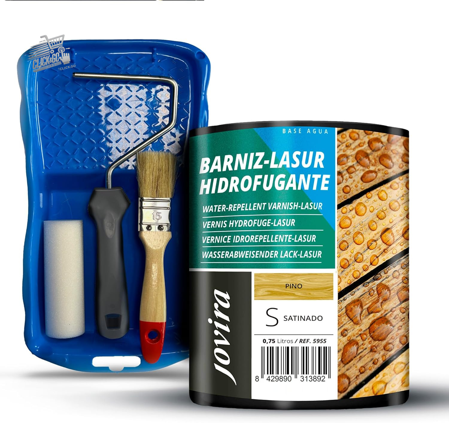 Wood Impregnator 750ml Glaze Water Repellent Satin Water Pine Pen Roller Kit