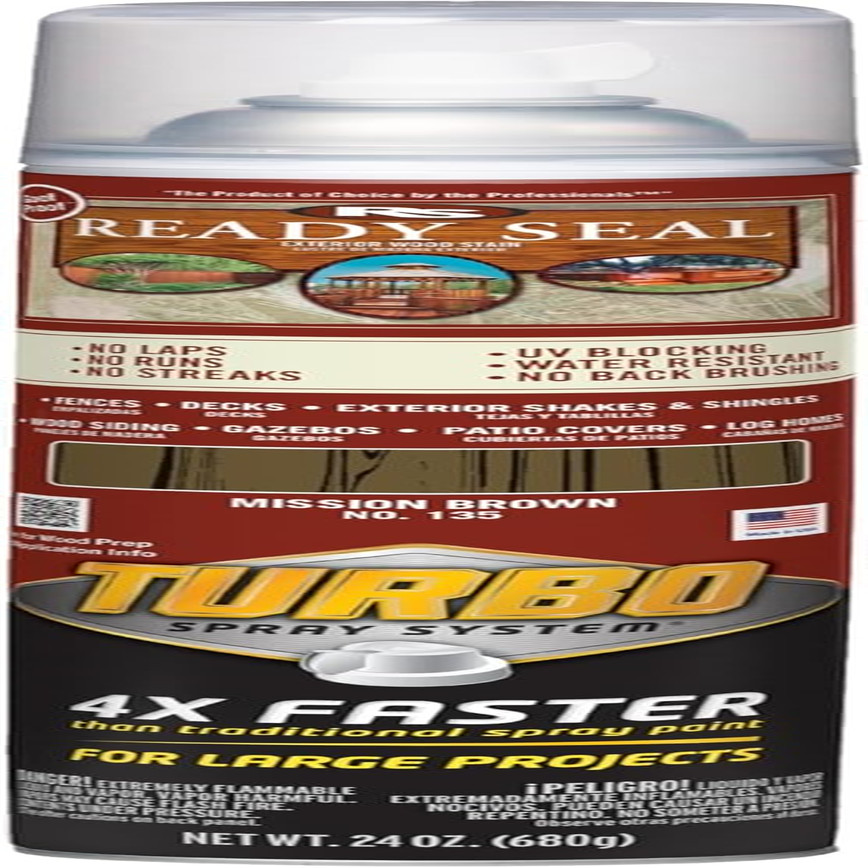 Exterior Wood Stain & Sealer, Mission Brown, Turbo Spray | 24Oz Semi-Transparent