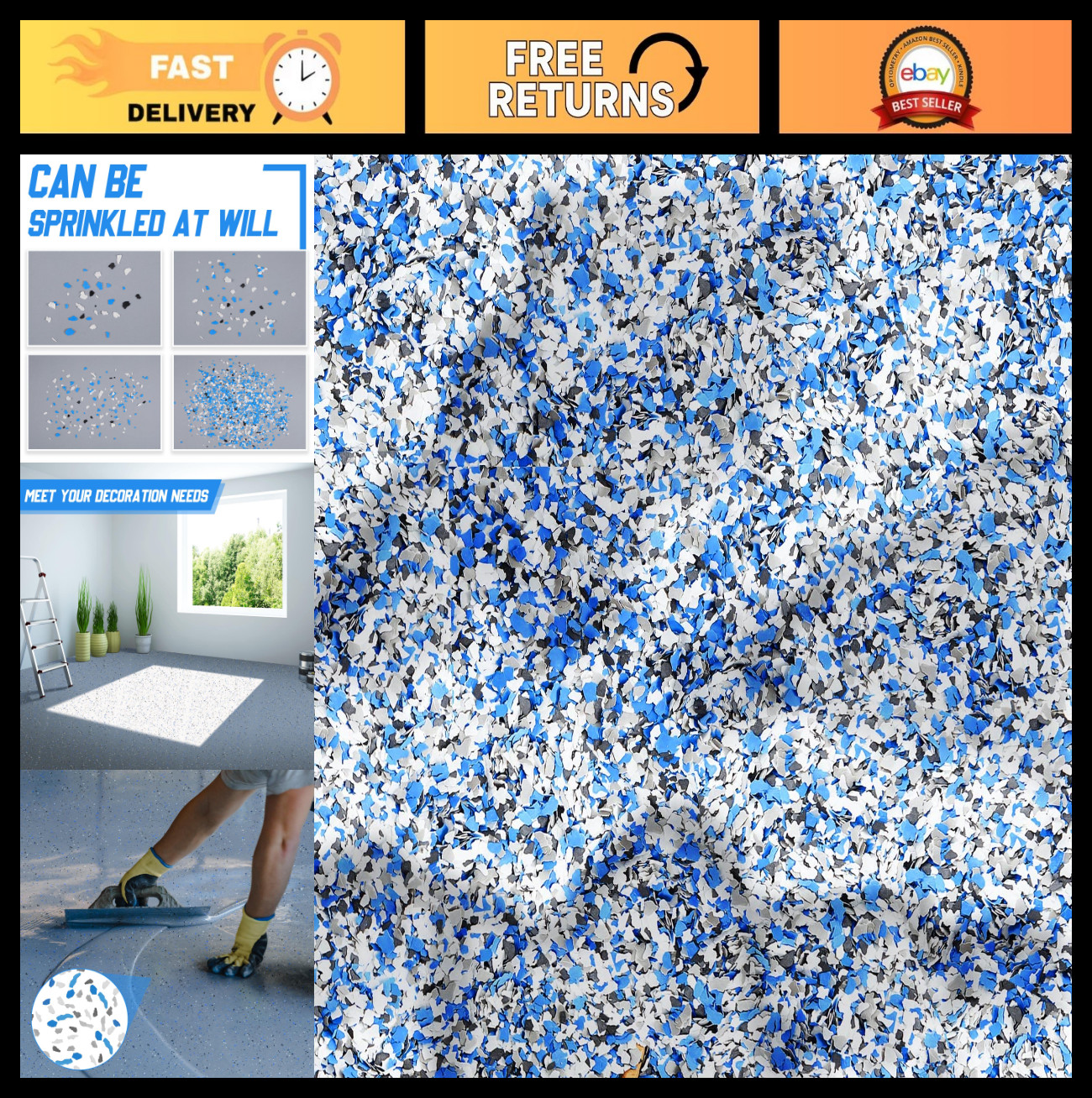 9 Kg Decorative Color Chips for Garage Floor Epoxy Kit – Paint Flakes for Concre