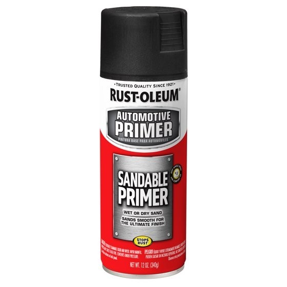 Black, Rust-Oleum Automotive Sandable Primer Spray-249418, 12 oz