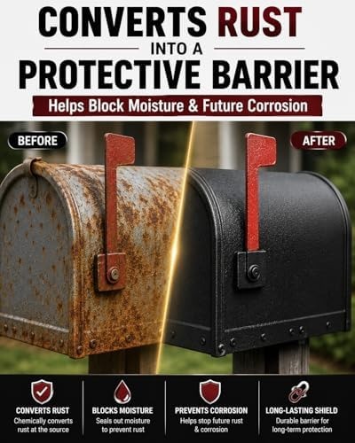 2-in-1 Rust Converter & Metal Primer with Built-In Brush, Water-Based Rust Tr…