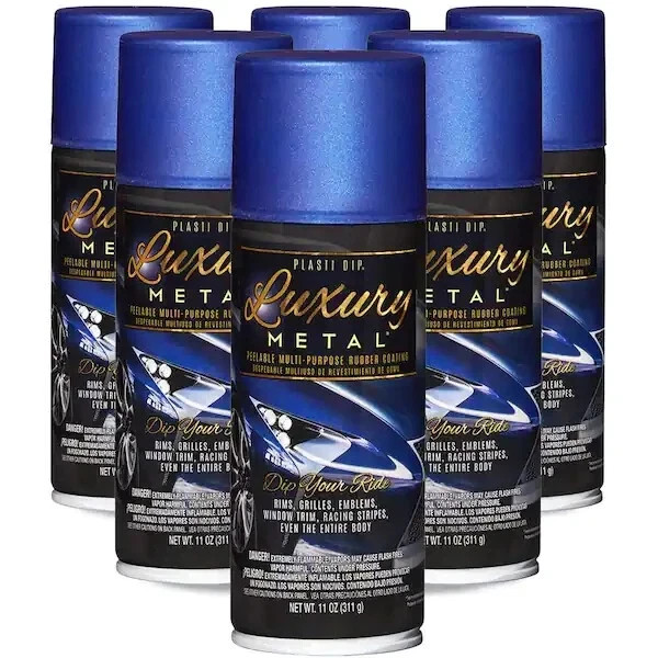 Plasti Spray Paint 11oz Ultrasonic Blue Metallic Rubber Coating 6 Pack Washable