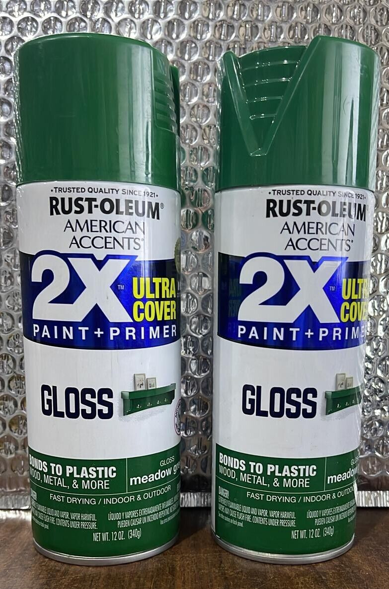Rust-Oleum American Accents Ultra Cover 2X Gloss, Each, Meadow Green LOT OF 2