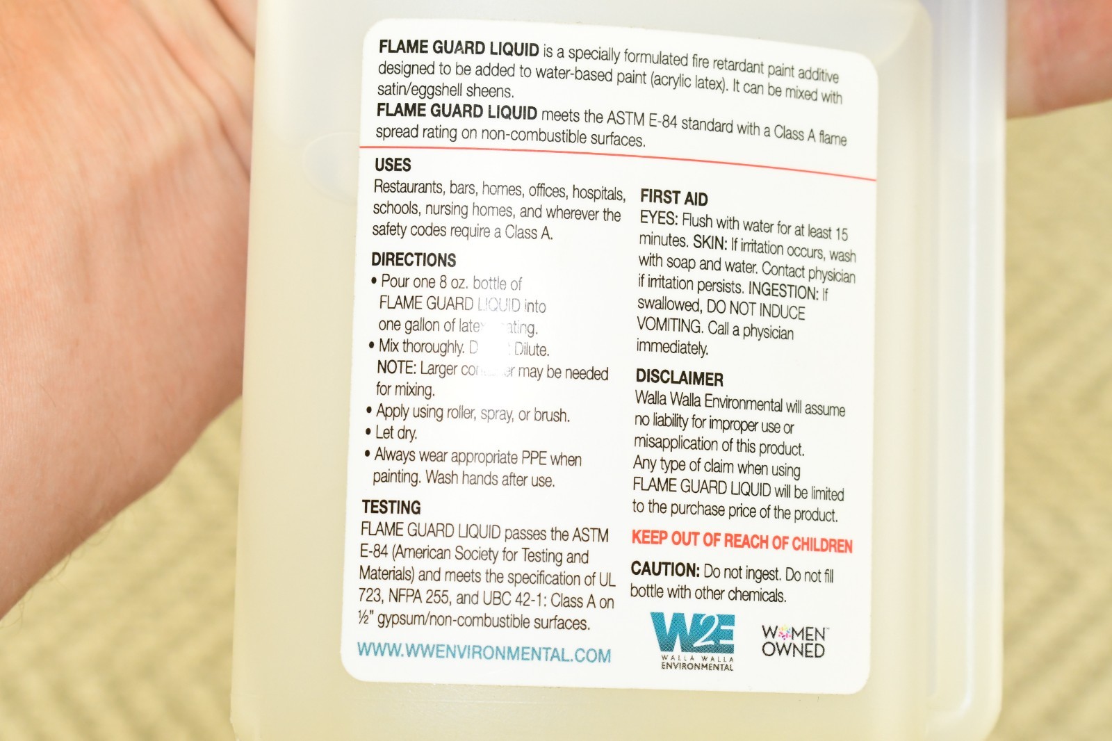 Flame Guard Liquid – Fire Retardant Paint Additive – 8 oz Bottle