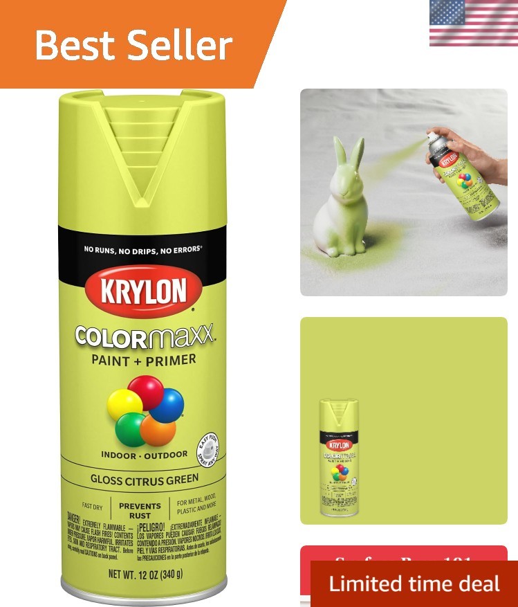 Transform Your Space with Krylon COLORmaxx Gloss Citrus Green Spray Paint, 12 oz