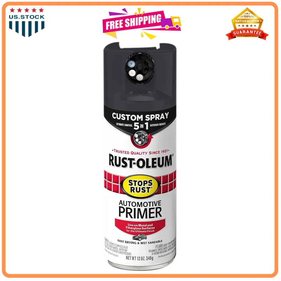 Rust-Oleum Stops Rust Automotive Primer Spray Flat Light Gray 12oz 6 Pack