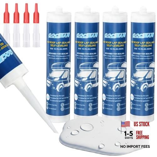 2026 Version RV Roof Sealant 4 Pack, Self-Leveling Lap Sealant White, 4-Pack