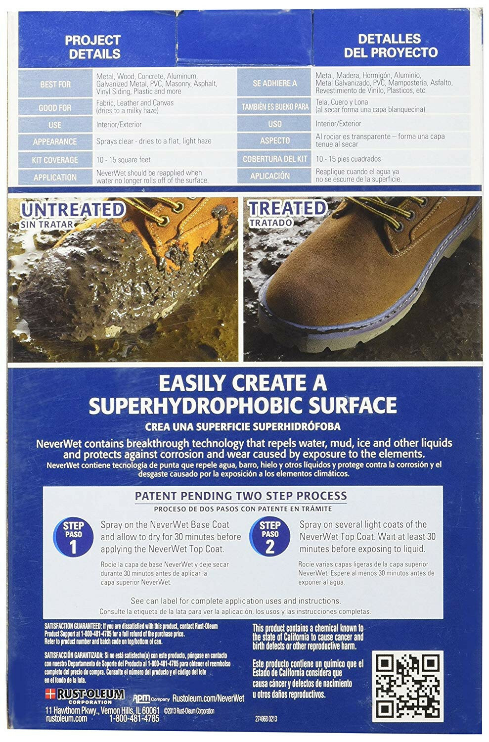 Rust-Oleum NeverWet 18oz Multi-Surface Protector Spray Kit Water Repellent