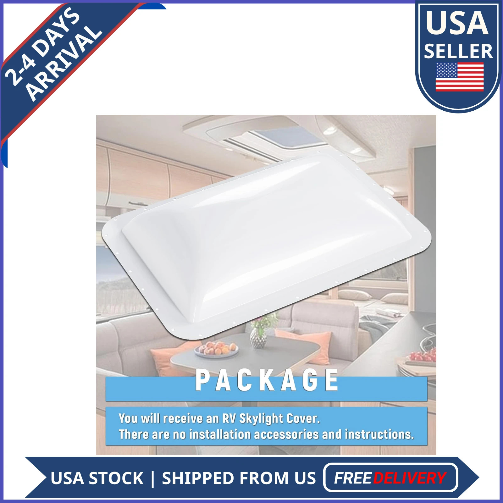 RV Skylight Replacement 18 x 26 for 14 x 22 Roof Opening Camper Motorhome White