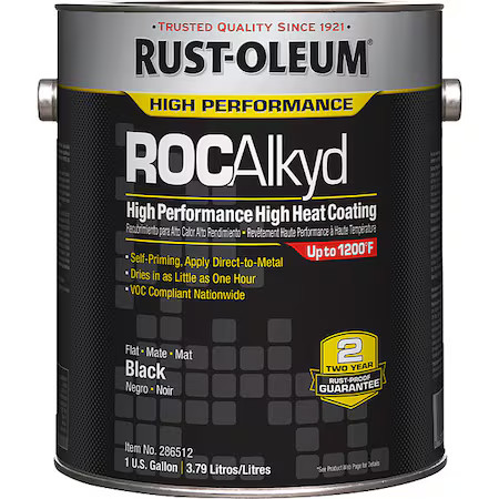 Rust-Oleum 286512 Heat Resistant Coating, Black, 1 Gal, Can